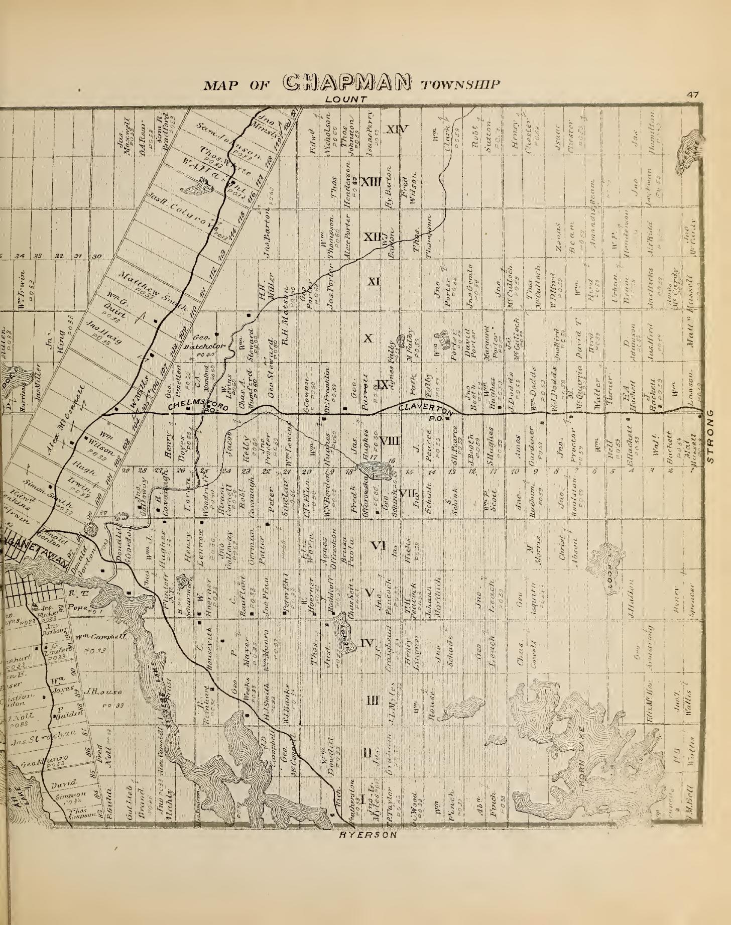 Historical map showing Concessions and Lots for chapman